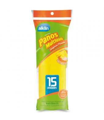 PANOS MULTIUSO LIMPEZA PESADA 15 UNIDADES ALKLIN