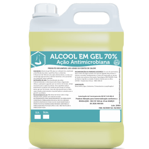 Álcool em gel 70% 5Lts - com ação bactericida antimicrobiana  